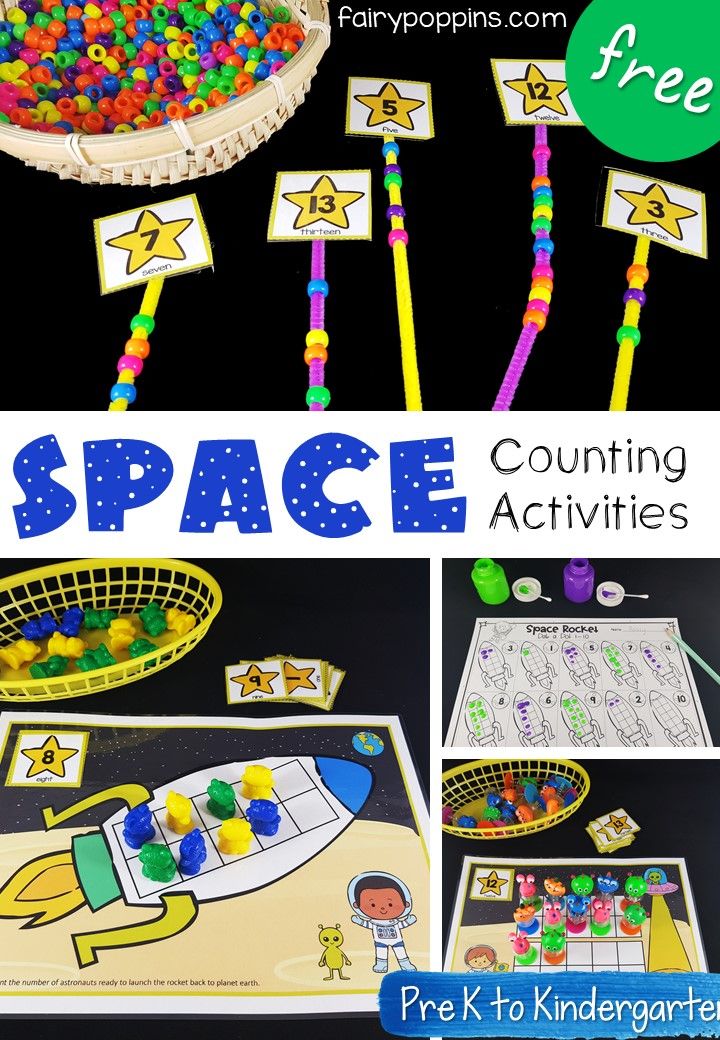 space themed counting activities for kids to practice counting