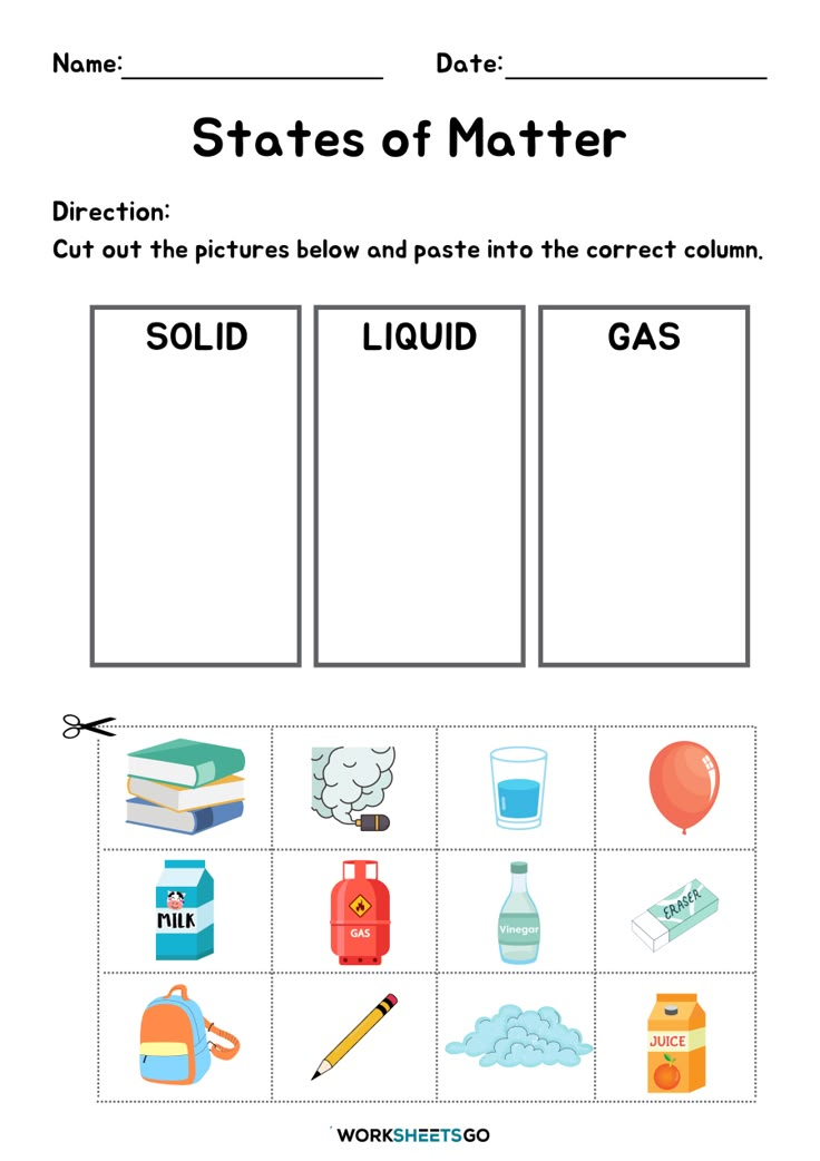 states of matter worksheet with pictures and words to help students understand what they are doing