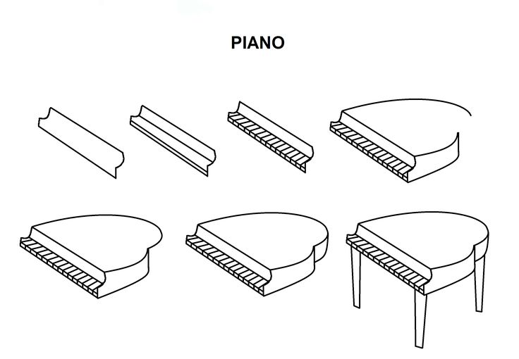 the piano is shown in four different positions