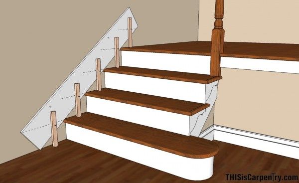 an image of a stair case with measurements for the top and bottom steps on it