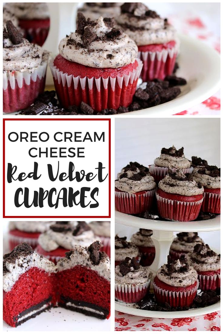 red velvet cupcakes with oreo cream cheese frosting