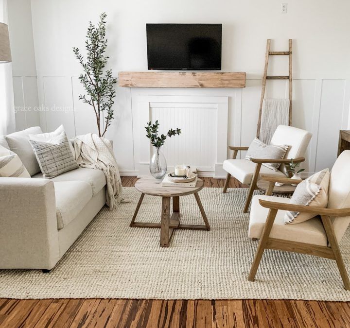 a living room filled with furniture and a flat screen tv mounted on the wall above a fireplace