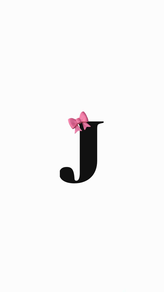 the letter j is made up of two pink bowes on it's head