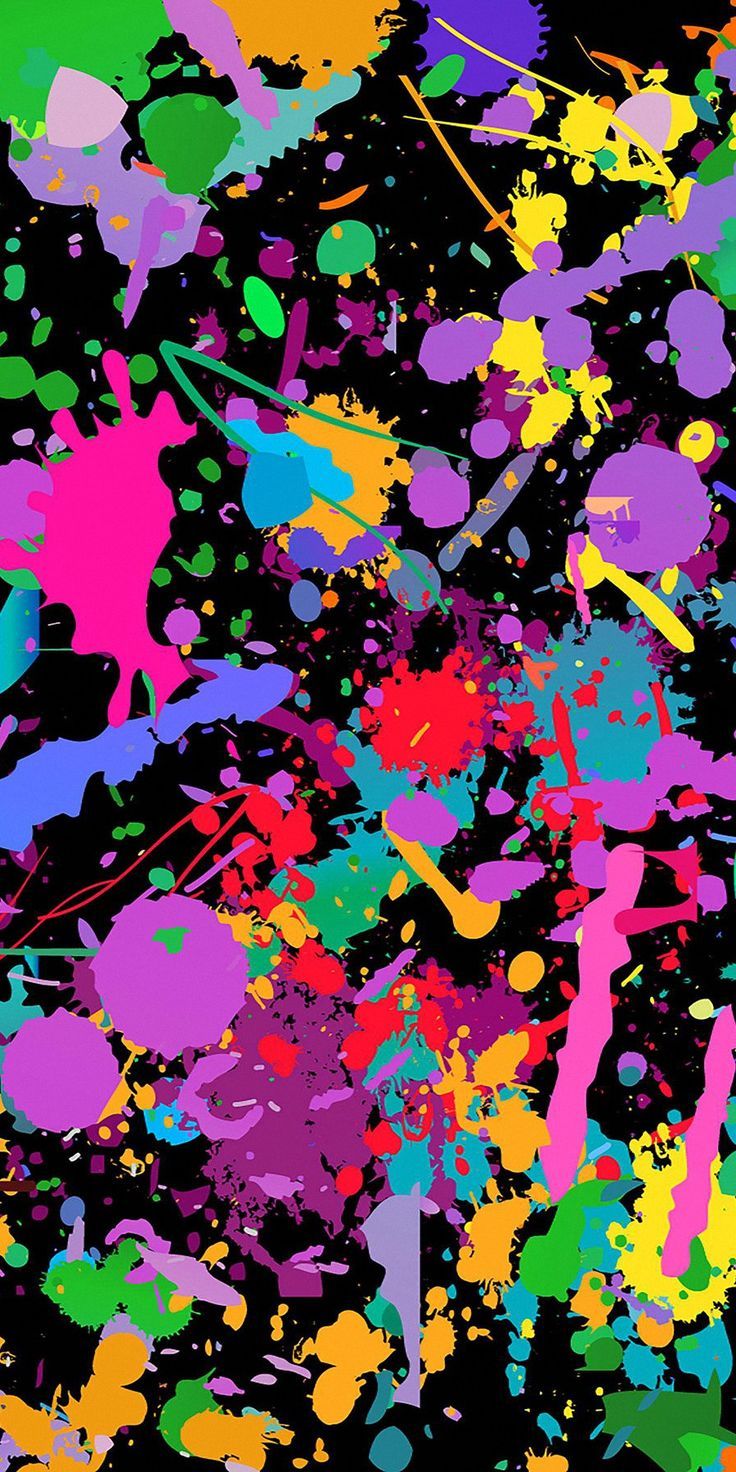 multicolored paint splattered on black background