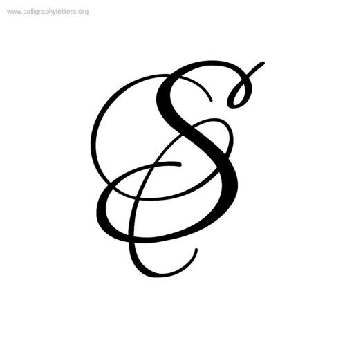 the monogrammed letter s is shown in black and white