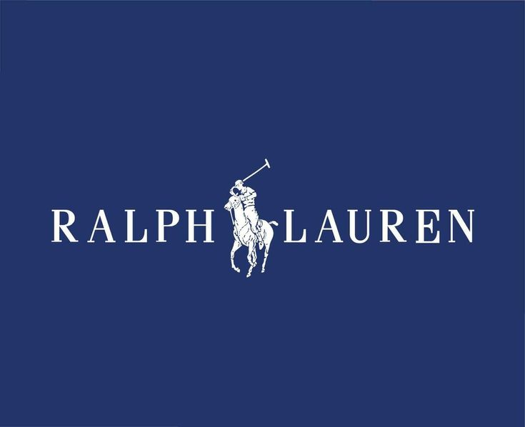 the polo lauren logo on a blue background