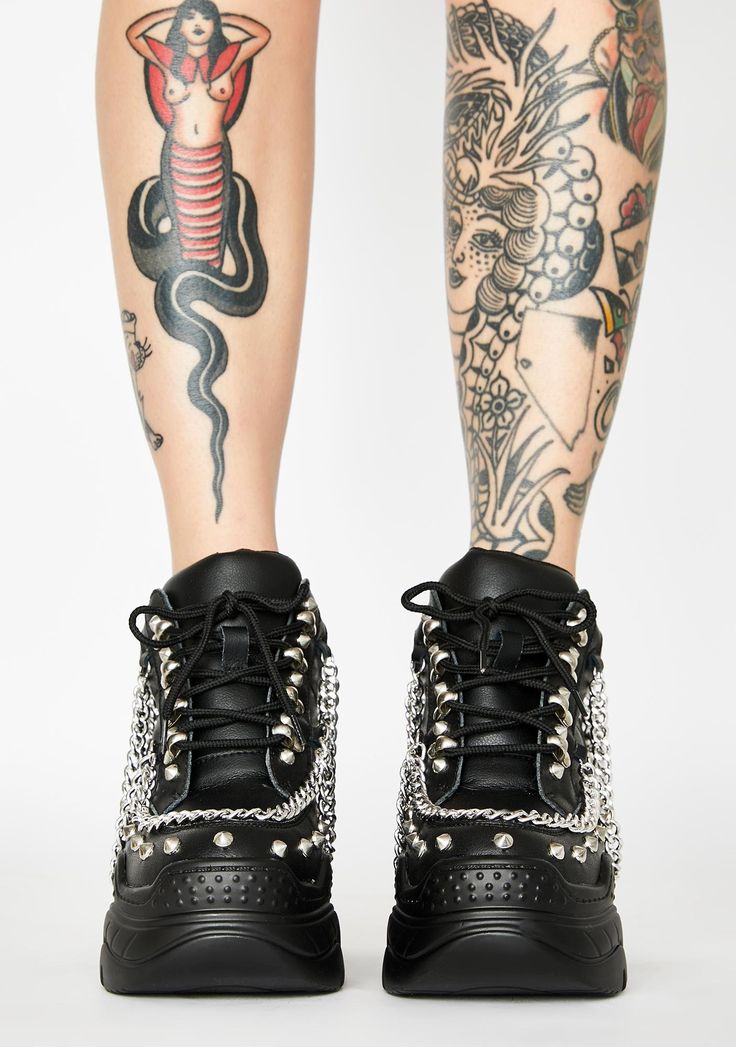 Chain Studded Chunky Platform Sneakers Black | Dolls Kill Edgy Low-top Platform Sneakers With Chunky Platform, Streetwear Chunky Platform Lace-up Wedge Sneakers, Chunky Platform Lace-up Wedge Sneakers For Streetwear, Edgy Low-top Platform Boots For Streetwear, Punk High-top Platform Boots With Studded Outsoles, Punk High-top Studded Platform Boots, Low-top Platform Boots For Streetwear, Streetwear Low-top Platform Boots, Punk Platform Lace-up Sneakers