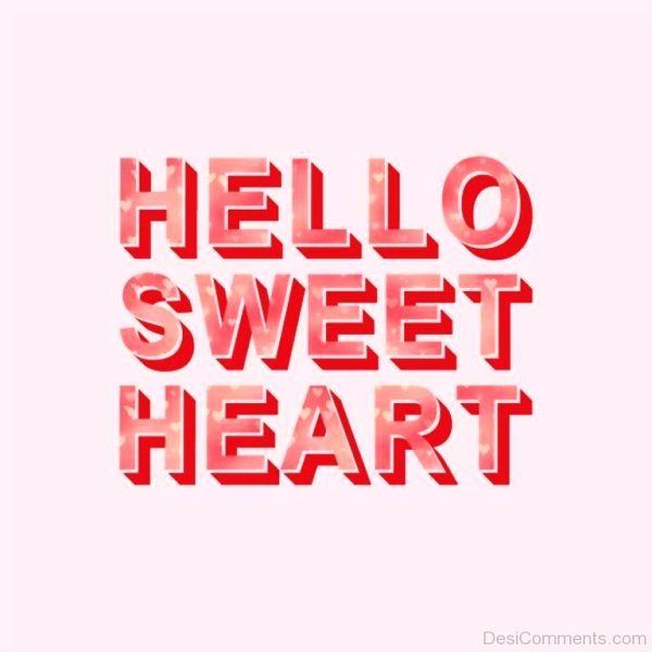 the words hello sweet heart are painted in pink and red on a light pink background