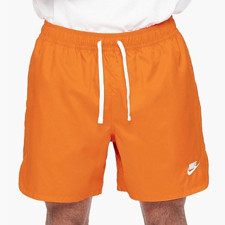 Nwt Nike Men's Sportswear Sport Essentials Woven Lined Flow Shorts Color: Orange / White Size: Xxl Standard Fit For A Relaxed, Easy Feel Body & Lining - 100% Polyester Machine Wash Whether You're Running To The Nearest Food Truck Or Diving Into Your Favorite Swimming Hole, The Nike Sportswear Sport Essentials Lined Flow Shorts Are A Good Idea. Lined For Comfort, The Smooth Woven Fabric Is Lightweight And Lends Itself To Adventures Of All Kinds. Flow Shorts, Sport Essentials, Swimming Hole, Men's Sportswear, Swimming Holes, Mens Sportswear, Shorts Athletic, Nike Shorts, Orange White