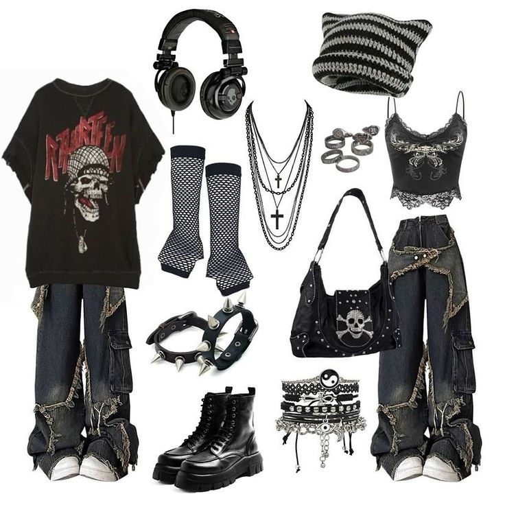 Wear or tear ? 🎃✨ Edgethoth Outfit, Emo Band Shirt Outfits, Nirvana Concert Outfit, Grunge Outfits With Pants, Goth Fit Ideas, Emo Core Outfits, Mcr Inspired Outfits, Emo Outfit Board, Alt Outfits Ideas