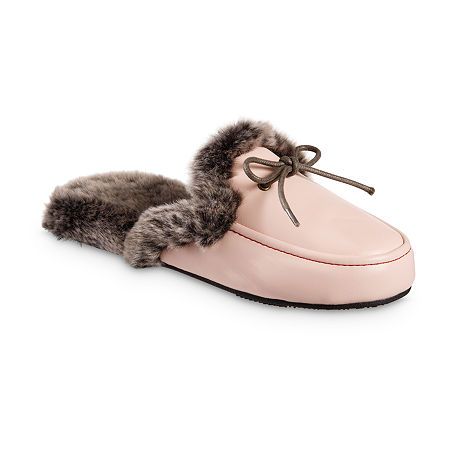 You�ll love the chic details of these Isotoner women�s slippers when you want to slip on a pair of cozy flats for lounging at home. Made from smooth faux leather with a plush faux fur lining, these moc-toe flat shoes also come adorned with a tie on the front. Wear them with your favorite pair of sweatpants or jeans and a hoodie.Features: CushionedClosure Type: Slip-OnBase Material: 100% Faux LeatherUpper/Outer Base Material: 100% PolyuretheneShoe Lining Material: Faux FurSole Material Content: 1 Lounge Style, Slippers Online, Clean Shoes, Sand Color, Slipper Shoes, Outdoor Wear, Construction Materials, Mens Slippers, The Chic