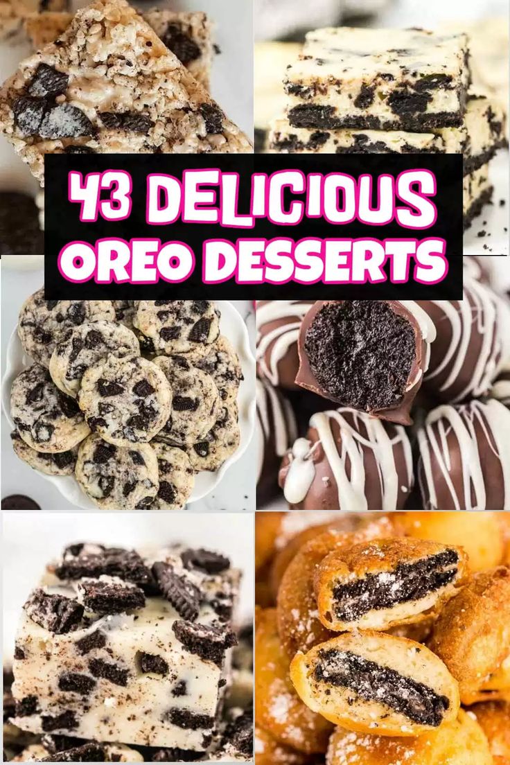 twelve delicious oreo desserts with the words, 13 delicious oreo desserts