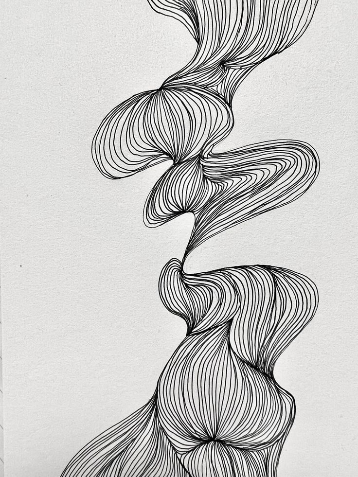 an abstract drawing of wavy lines in black and white