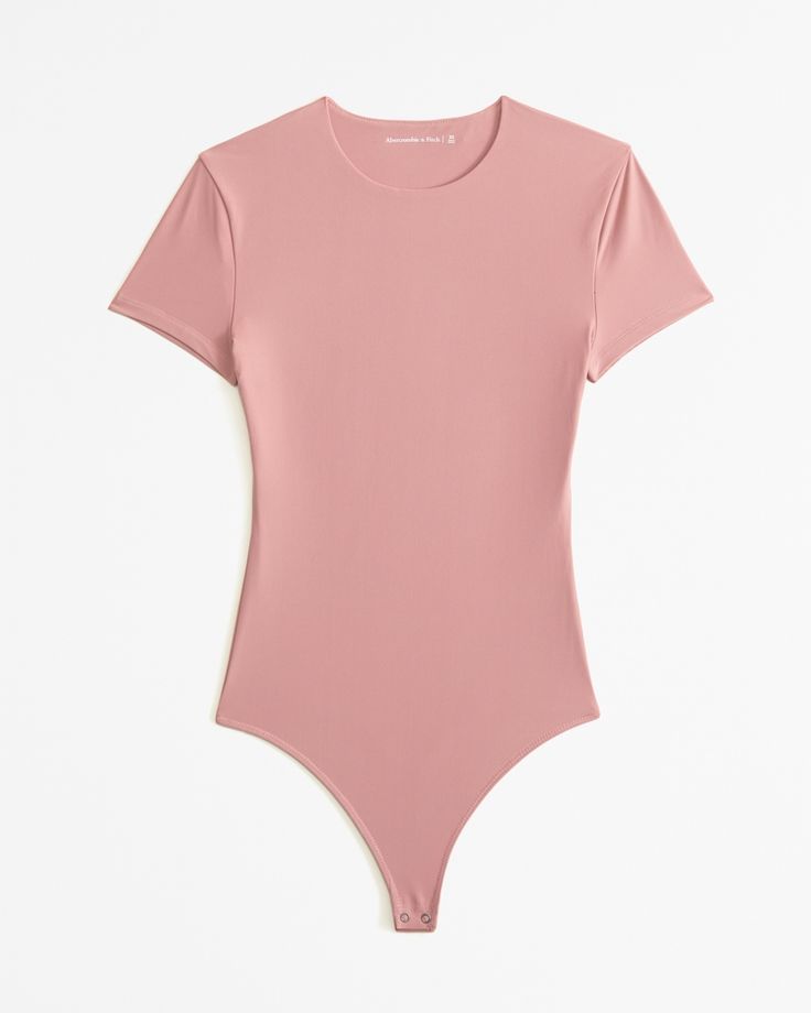 Women's Soft Matte Seamless Tee Bodysuit | Women's New Arrivals | Abercrombie.com Basic Short Sleeve Stretch Bodysuit With Crew Neck, Basic Stretch Short Sleeve Bodysuit With Crew Neck, Basic Short Sleeve Crew Neck Bodysuit, Basic Stretch Short Sleeve Bodysuit, Basic Fitted Short Sleeve Bodysuit With Crew Neck, Stretch Short Sleeve Solid Color Bodysuit, Basic Fitted Crew Neck Short Sleeve Bodysuit, Basic Crew Neck Bodysuit For Summer, Summer Basic Crew Neck Bodysuit