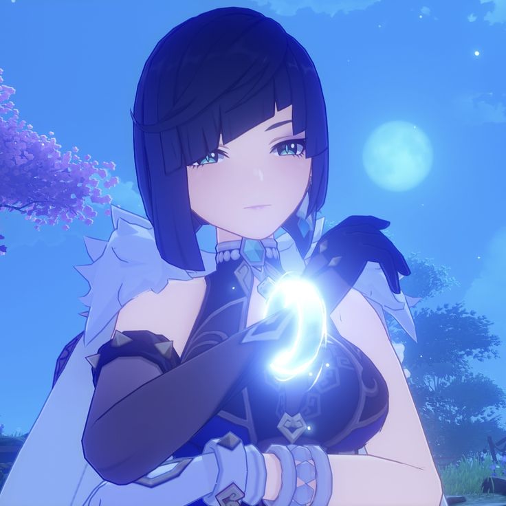 an anime character holding a glowing object in her hands