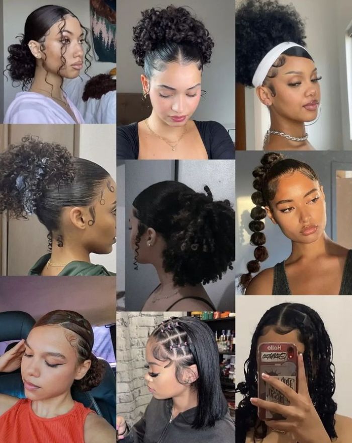 Curly Hair Fashion, Hairstyles Sleek, Sleek Back Hair, Natural Hair 4c, Afro Puff Hairstyles, Bun High, Hair Sleek, High Puff, Really Curly Hair