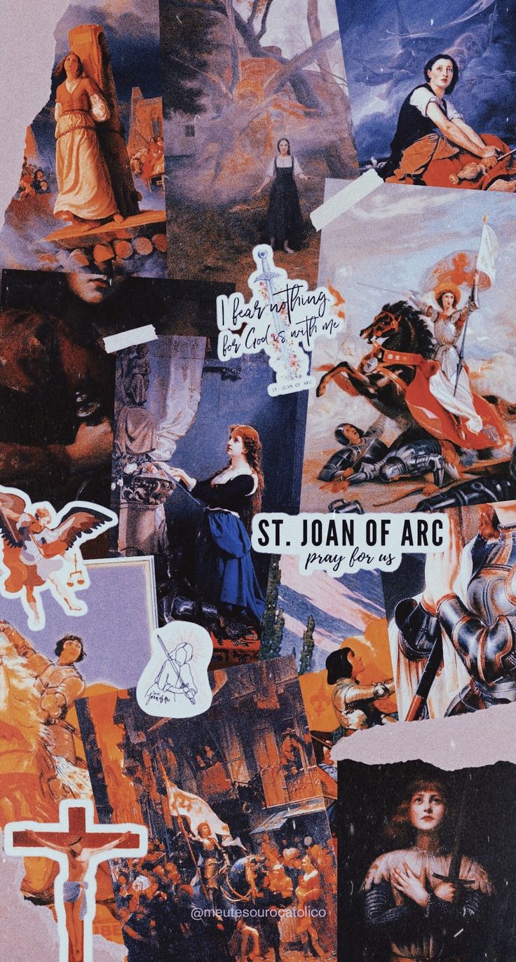 a collage of pictures with the words st joan of arc