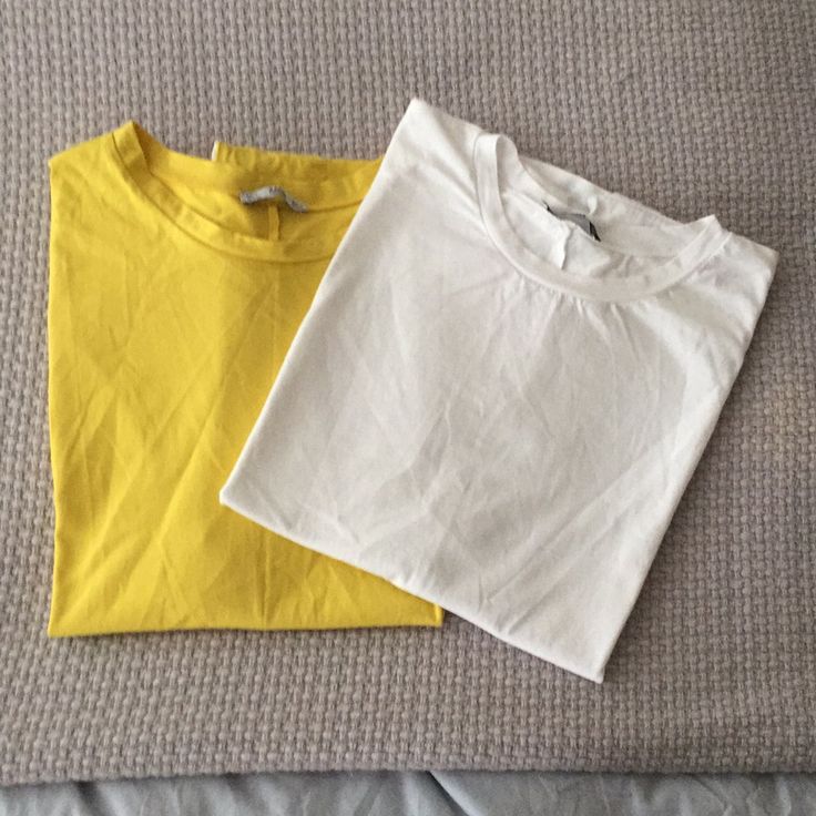 Zara T Shirts White And Yellow! Never Worn! Everyday Yellow Cotton Tops, Zara Mustard Top For Spring, Yellow Cotton Tops For Everyday, Yellow Cotton Top For Everyday Wear, Spring Mustard Zara Tops, Yellow Summer Tops For Everyday, Zara Yellow Crew Neck Top, Yellow T-shirt For Everyday Spring Wear, Yellow T-shirt For Spring