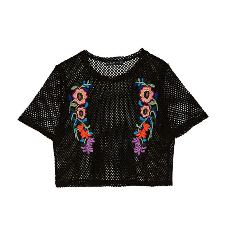 Zara Mesh Floral Crop Top - Trendy Crop Top, See Through Mesh Design With Floral Embroidery On The Front. 100% Polyester. Zara Black Embroidered Tops, Zara Black Tops With Floral Embroidery, Trendy Black Tops With Floral Embroidery, Black Floral Embroidery Festival Top, Black Embroidered Festival Tops, Black Bohemian Top For Festivals, Black Bohemian Crop Top For Spring, Crop Top Embroidery, Trendy Crop Top