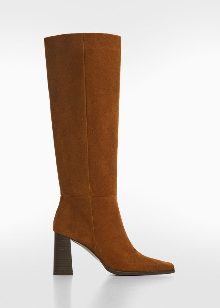 Heel suede boots - Woman | MANGO USA Suede Platform Boots Medium Width For Fall, Fall Suede Platform Boots Medium Width, Fall Suede Knee-high Boots With Reinforced Heel, Wide Calf Suede Boots With Stacked Heel, Chic Suede Mid-calf Boots With Stacked Heel, Suede Boots With Stacked Heel And Wide Calf, Knee-high Suede Lined Work Boots, Chic Suede Ankle Platform Boots, Chic Suede Mid-calf Boots With Block Heel