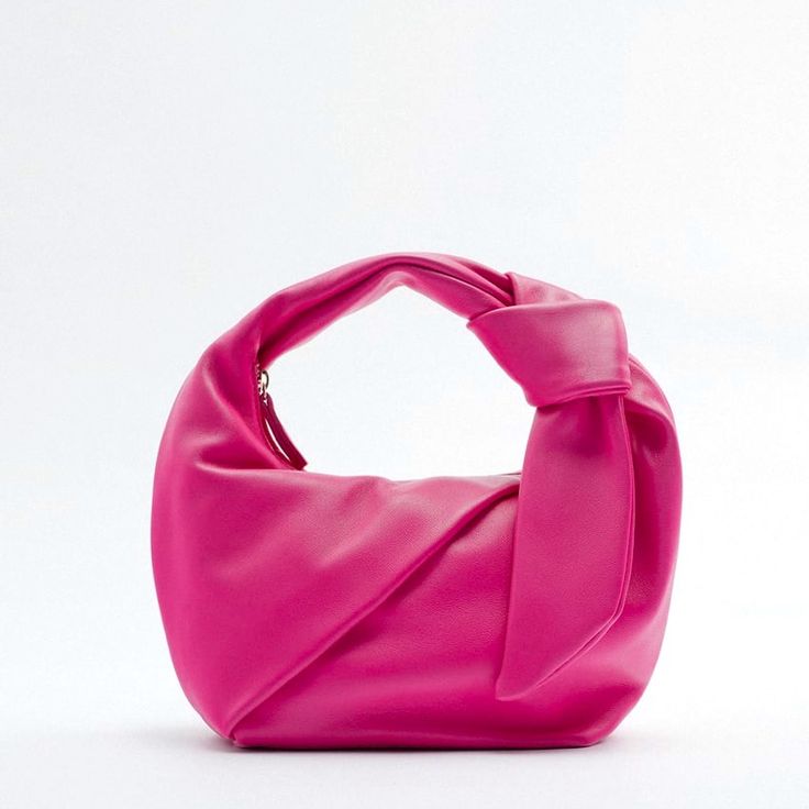 Brand New Hot Pink Zara Bag. Super Soft Genuine Leather. Sold Out Online Chic Pouch-shaped Baguette Bag For Gift, Chic Baguette Bag Pouch As Gift, Chic Bag With Handles As Gift, Chic Zara Top Handle Shoulder Bag, Pink Hobo Bag With Removable Pouch For Evening, Pink Top Handle Hobo Bag For Evening, Soft Leather Tote Bag For Party, Trendy Zara Pouch Shoulder Bag, Chic Pouch-shaped Hobo Bag For Gift