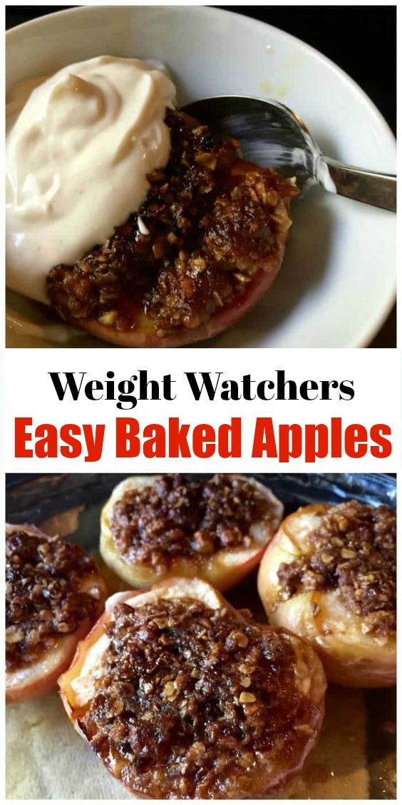 the healthy baked apples are ready to be eaten with yogurt and other toppings