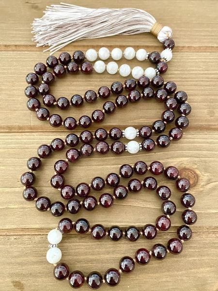 Divine Energy Mala – Be So Hum Elegant Mala With 108 Beads For Meditation, Elegant Hand-strung Mala For Meditation, White Bohemian Hand Knotted Necklace, White Hand Knotted Bohemian Necklace, White Bohemian Hand-knotted Necklace, So Hum, Mala Beads Diy, Tassel Necklace Boho, Mala Jewelry