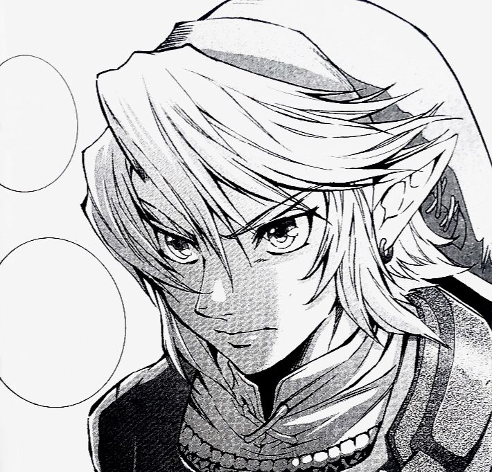 an anime character in black and white with long blonde hair, wearing a scarf around his neck