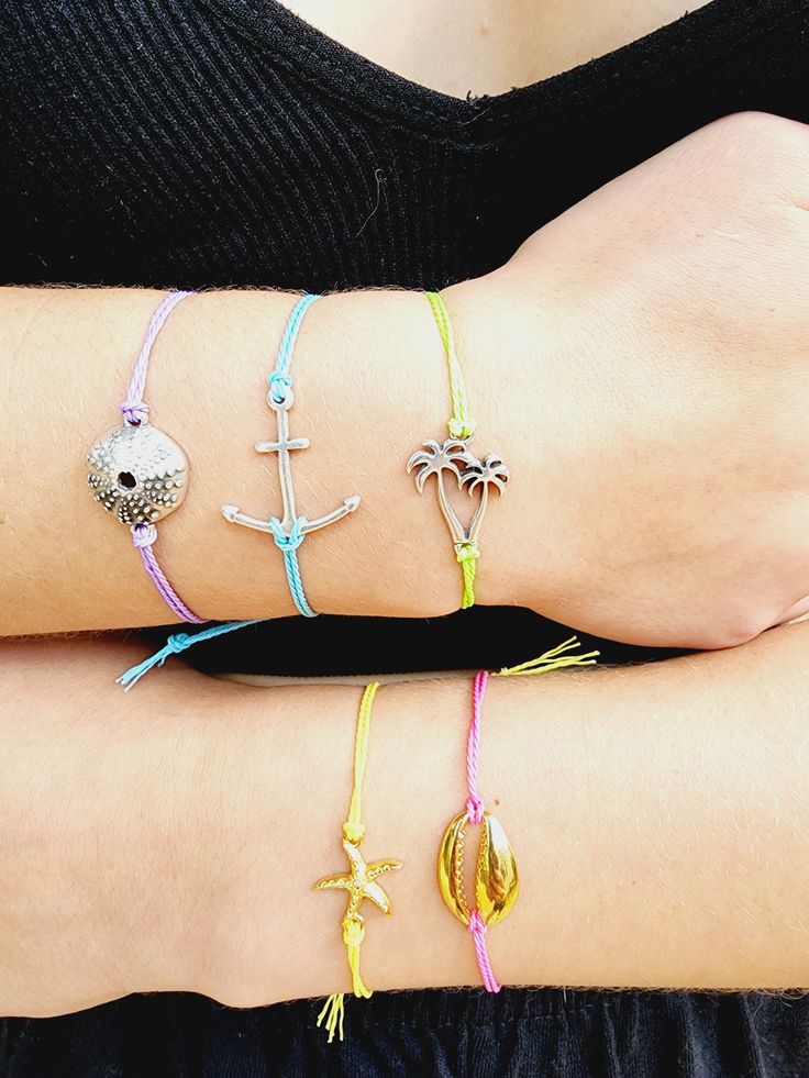 Hoa (ho ah) • FriendsThe perfect friendship bracelet for your BFF! This charm bracelet is waterproof and can be worn as a bracelet or anklets. Matching bracelets are perfect for a best friend gift and this beach bracelet is perfect for your active lifestyle! You can wear them pretty much anywhere you go... to the beach, pool, gym, shower, you never need to take them off... super durable and long lasting. You can have fun with this custom bracelet by mixing and matching color.. 30 to choose from! Trendy Beach Jewelry With Charms, Adjustable Bracelets For Beach In Summer, Adjustable Length Bracelet For Summer Beach, Summer Gift Jewelry With Charms, Adjustable Summer Beach Bracelet, Trendy Silver Braided Bracelets For Friendship, Adjustable Bracelets For Friendship And Beach Season, Minimalist Handmade Bracelets For Beach, Beach Charms Bracelet Jewelry