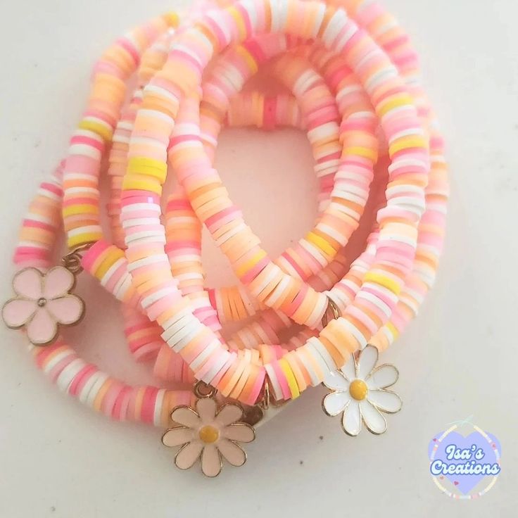 Can't get over these summer/spring colors! You can wear these year round 🌼🌸 #preppybracelets #colorfulbracelets #girlsgifts #girlsaccessories #girlsjewelry Spring Bracelet Ideas, Clay Bead Designs, Make Clay Beads, Bracelet Business, Clay Bracelets, Clay Bead Necklace, Preppy Bracelets, Bracelet Inspo, Polymer Clay Bracelet