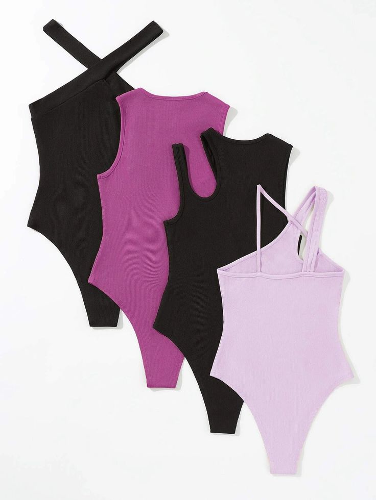 This 4 Pieces Asymmetrical Neck Cut Out Bodysuit is perfect for any occasion. With its slim fit and high-stretch fabric, you can be sure that you'll look great and feel comfortable all day long. The cutout and rib-knit details along with the asymmetrical and round neckline give this set a stylish and modern look. The sleeveless design and natural waistline make the set perfect for layering or wearing alone. Specifications: Style: Casual Pattern Type: Plain Type: Cami, Tank Neckline: Asymmetrical Neck, Round Neck Details: Cut Out, Rib-Knit Sleeve Length: Sleeveless Waist Line: Natural Fit Type: Slim Fit Number of Pieces: 4 Piece Set Fabric: High Stretch Material: Fabric Composition: 95% Polyester, 5% Elastane Care Instructions: Machine wash or professional dry clean Size Chart(cm): Size US Tan Bodysuit, Cut Out Bodysuit, High Cut Bodysuit, Leather Bodysuit, Comfy Jumpsuits, Mock Neck Bodysuit, Casual Bodysuit, Cami Bodysuit, Bodysuit Blouse