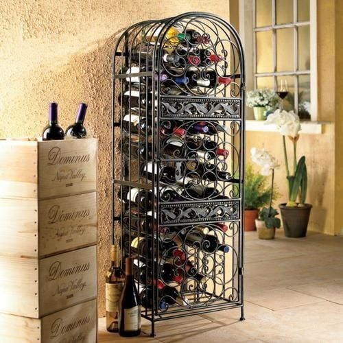 031333011494xl_1260135118.jpg Wine Rack Ideas, Wrought Iron Wine Rack, Wine Furniture, Iron Wine Rack, Traditional Anniversary Gifts, Metal Sideboard, Antique Flooring, Metal Wine Rack, Wine Rack Storage