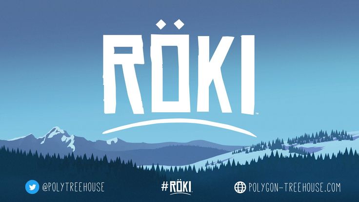 the logo for roki is shown in front of some mountains and snow covered trees