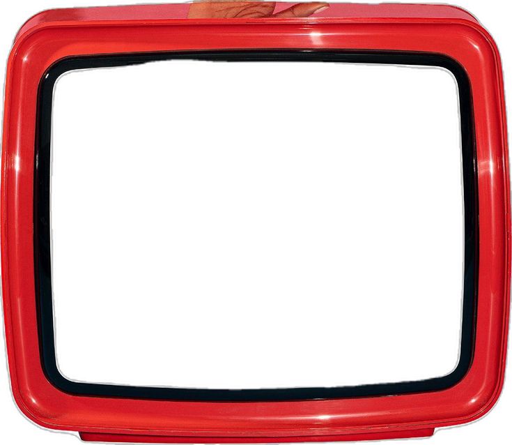 an old red television with a white screen on the bottom and black trim around the edges