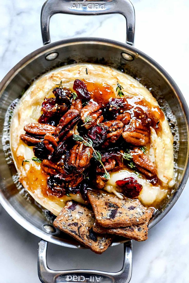 a pan filled with food on top of a table