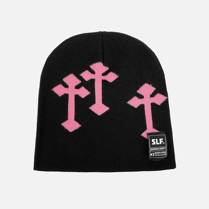 Stay Warm in Style with the Gothic Cross Black Pink Beanie Embrace comfort and individuality on chilly days with the Gothic Cross Black Pink Beanie by SLEEFS. Designed to combine vibrant aesthetics with a snug fit, this beanie is perfect for those who want to make a bold fashion statement while staying warm. Crafted from lightweight materials, it delivers soft warmth that is ideal for everyday wear. The unique gothic cross design adds an edgy flair, making it a must-have accessory for anyone loo Black Cap For Winter Sports, Black One Size Fits Most Beanie Cap, Black Windproof Beanie For Fall, Black Beanie For Winter, Comfortable Black Hat For Outdoor, Black Winter Beanie One Size Fits Most, Black One Size Streetwear Hats, Black Casual Hat, Trendy Black Beanie For Cold Weather