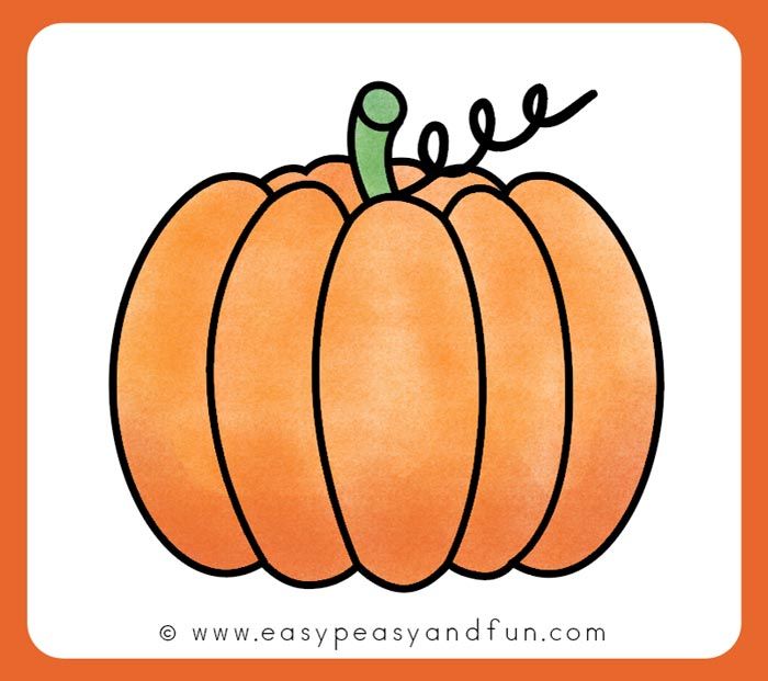 a drawing of a pumpkin on an orange background