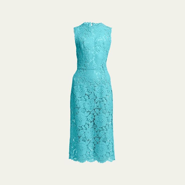 Dolce&Gabbana semi-sheer midi dress in an allover floral lace finish  Round neckline Sleeveless Hem falls below the knee A-line silhouette  Concealed back zip  Rayon/cellulose acetate/cotton/nylon/polyamide Made in Italy Midi Length Lace Sleeveless Dress, Lace Midi Dress For Daywear, Sleeveless Lace Dress With Scalloped Lace For Daywear, Scalloped Lace Midi Dress For Daywear, Formal Scalloped Lace Sleeveless Dress, Spring Formal Lace Sleeveless Dress, Sleeveless Lace Dress For Daywear, Lace Midi Dress Fitted For Daywear, Fitted Lace Midi Dress For Daywear