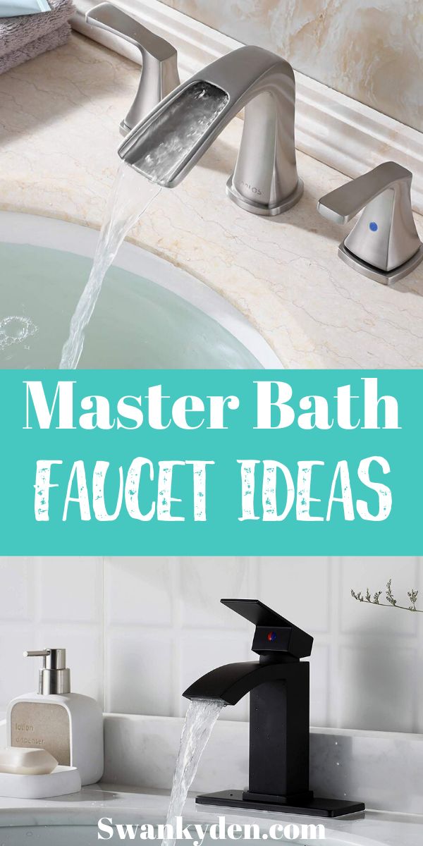 a faucet with water running from it and the words, master bath faucet ideas