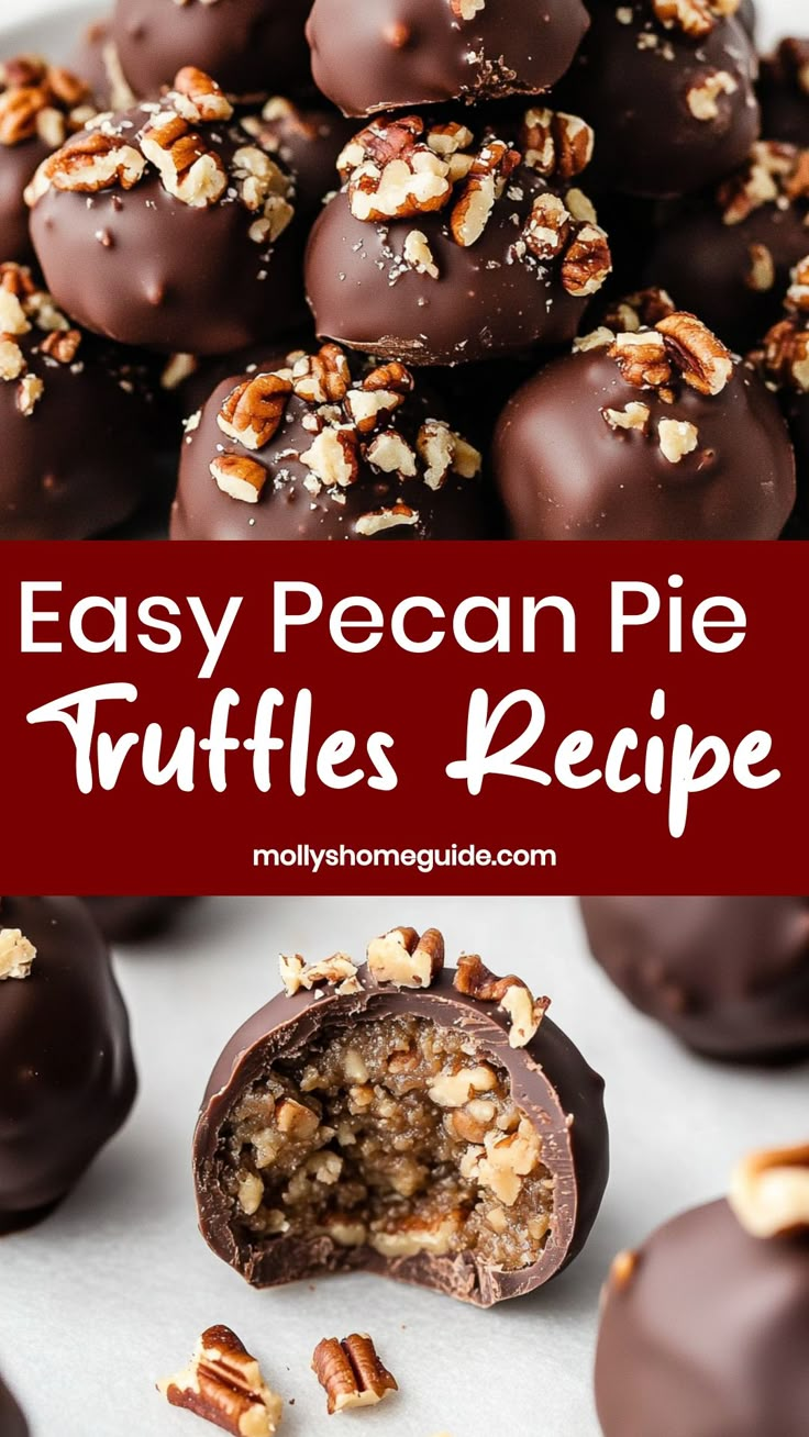 easy pecan pie truffles recipe with chocolate and nuts