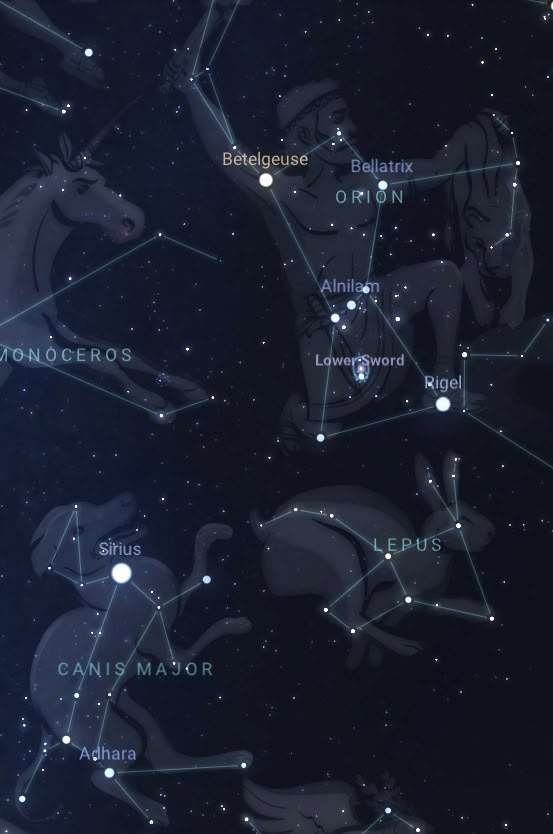 the sky with many stars and zodiac signs on it, as well as an image of horses