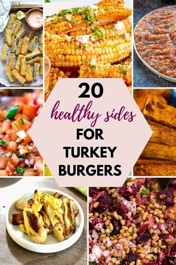 20 healthy sites for turkey burgers with text overlay that reads 20 healthy sites for turkey burgers