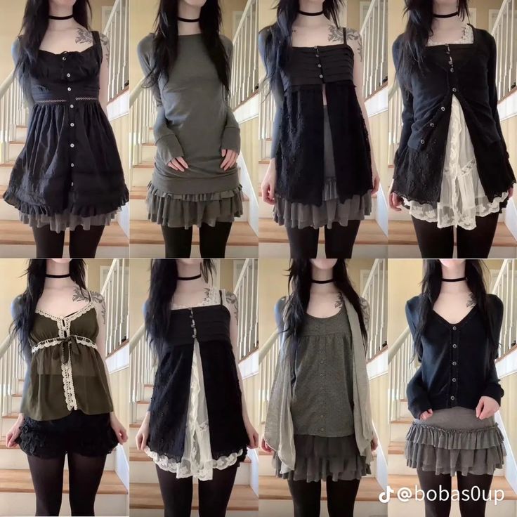 Horror Core Outfits, Wednesday Core Outfits, Silent Hill Inspired Outfit, Horror Girl Outfits, Horror Style Outfits, Victorian Core Outfits, Horror Game Protagonist Fashion, Himekaji Outfits Black, Horror Game Protagonist Outfit Ideas