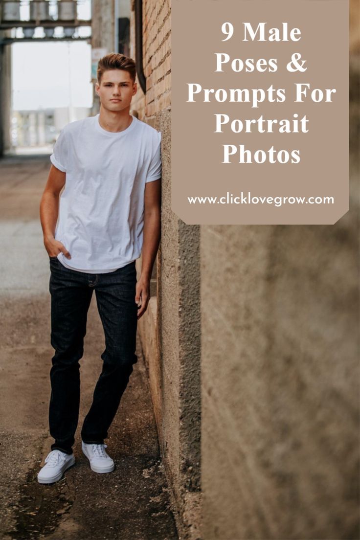 9 Male Poses & Prompts For Portrait Photos How To Pose For Pictures, Senior Portraits Male, Senior Photos Boys, Senior Boy Photography, Senior Photography Poses, Senior Boy Poses, Male Senior Pictures, Senior Portrait Poses, Senior Photo Poses