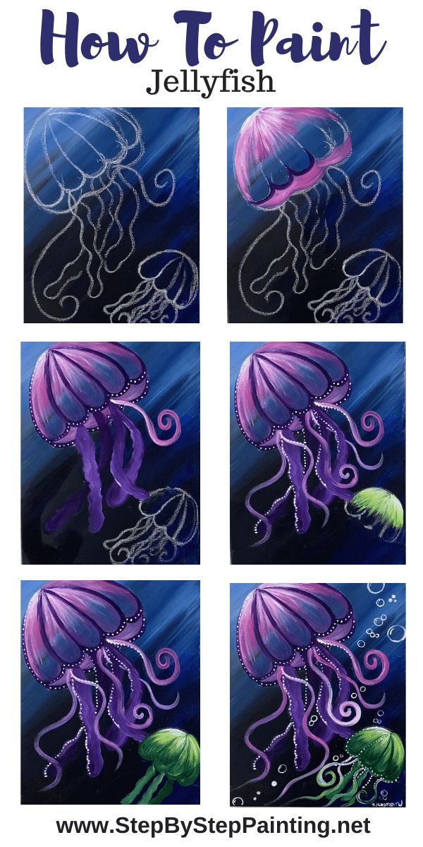 how to paint jellyfish in acrylic with step by step instructions for beginners