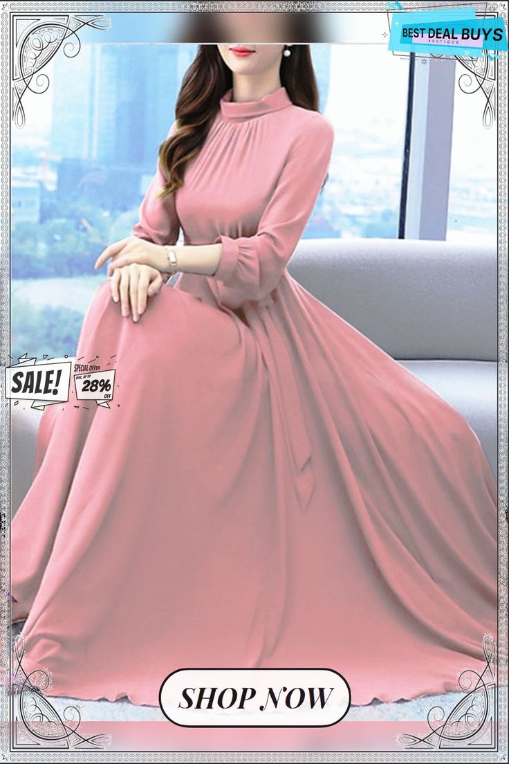 Women‘s Formal Party Dress Swing Dress Long Dress Maxi Dress Green Black Purple Long Sleeve Pure Color Lace Up Winter Fall Autumn Stand Collar Winter Dress Fall Dress S M L Xl Xxl 3xl 4xl Pink Solid Color Dress For Party, Pink Long Sleeve Non-stretch Maxi Dress, Elegant Long Sleeve Chiffon Dress, Pink Non-stretch Long Sleeve Maxi Dress, Flowy Solid Color Party Dress, Fall Party Maxi Length Chiffon Dress, Feminine Solid Color Party Dress, Long Sleeve Pleated Chiffon Party Dress, Pleated Long Sleeve Chiffon Party Dress