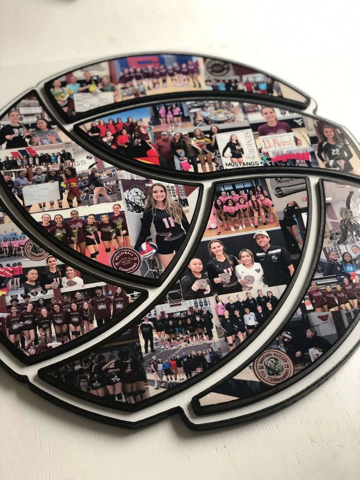 three black and white plates with pictures of people all over the place on them, sitting on a table