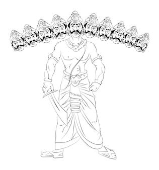 Vector illustration of ravana with 10 he... | Premium Vector %23Freepik %23vector %23ravana %23dussehra-ravana %23ramayan %23dussehra Dashanan Ravan Art Drawing, Rawan Drawing, Ravana Drawing Easy, Ravana King Tattoo, Ravan Sketch, Ravana Drawing, Ramayan Drawing, Ravana Images, Diwali Cartoon