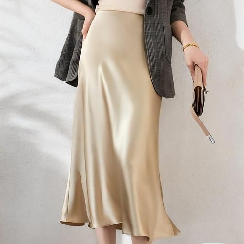 Zlatá saténová elegantní sukně Sophia Black Rocks, Pink Midi Skirt, Silk Midi Skirt, Satin Midi Skirt, Long Skirts For Women, England Fashion, Elegant Skirt, Skirts For Women, American People