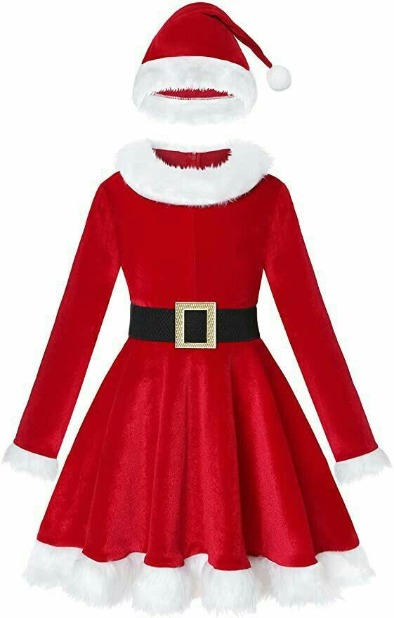 Red Dress Christmas, Mrs Claus Costume, Mrs Claus Outfit, Christmas Red Dress, Christmas Dress Outfit, Kids Christmas Dress, Santa Claus Costume, Holiday Outfits Christmas, Santa Dress